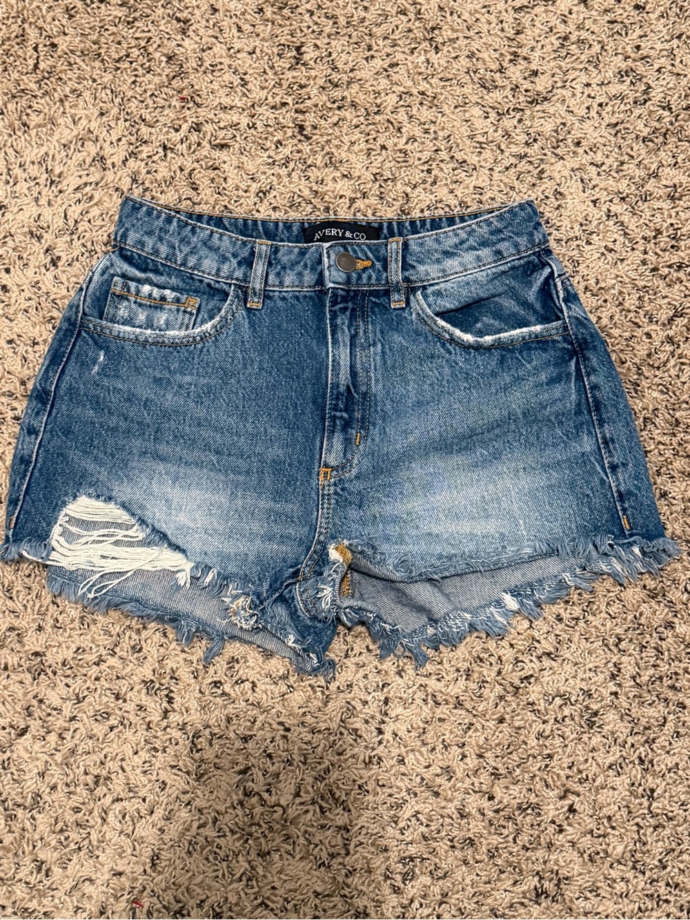 Avery Distressed Blue Jean Cutoff Shorts